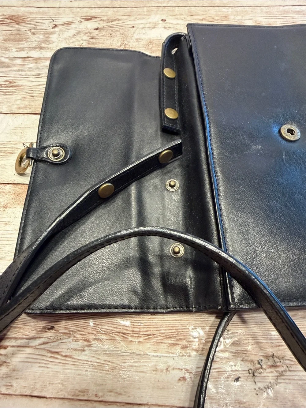 Etienne Aigner Black Leather Crossbody with Gold Hardware - Picture 3 of 8